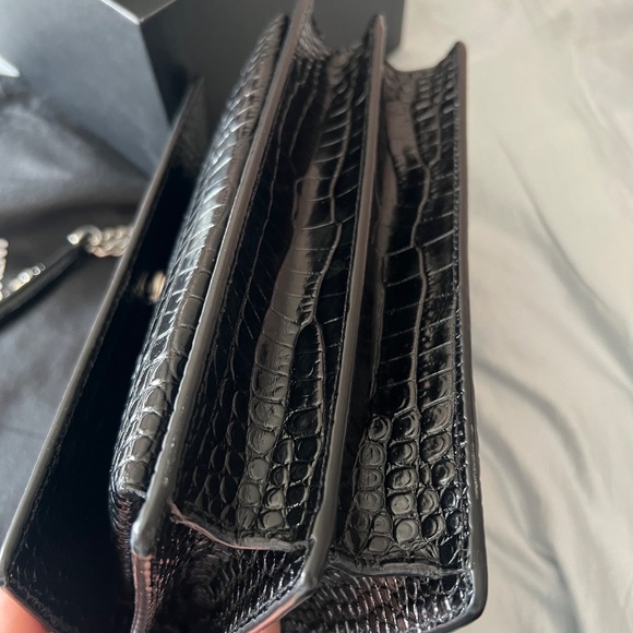 *SOLD* Saint Laurent (YSL) Medium Sunset in Croc Embossed Black - Picture 6 of 6
